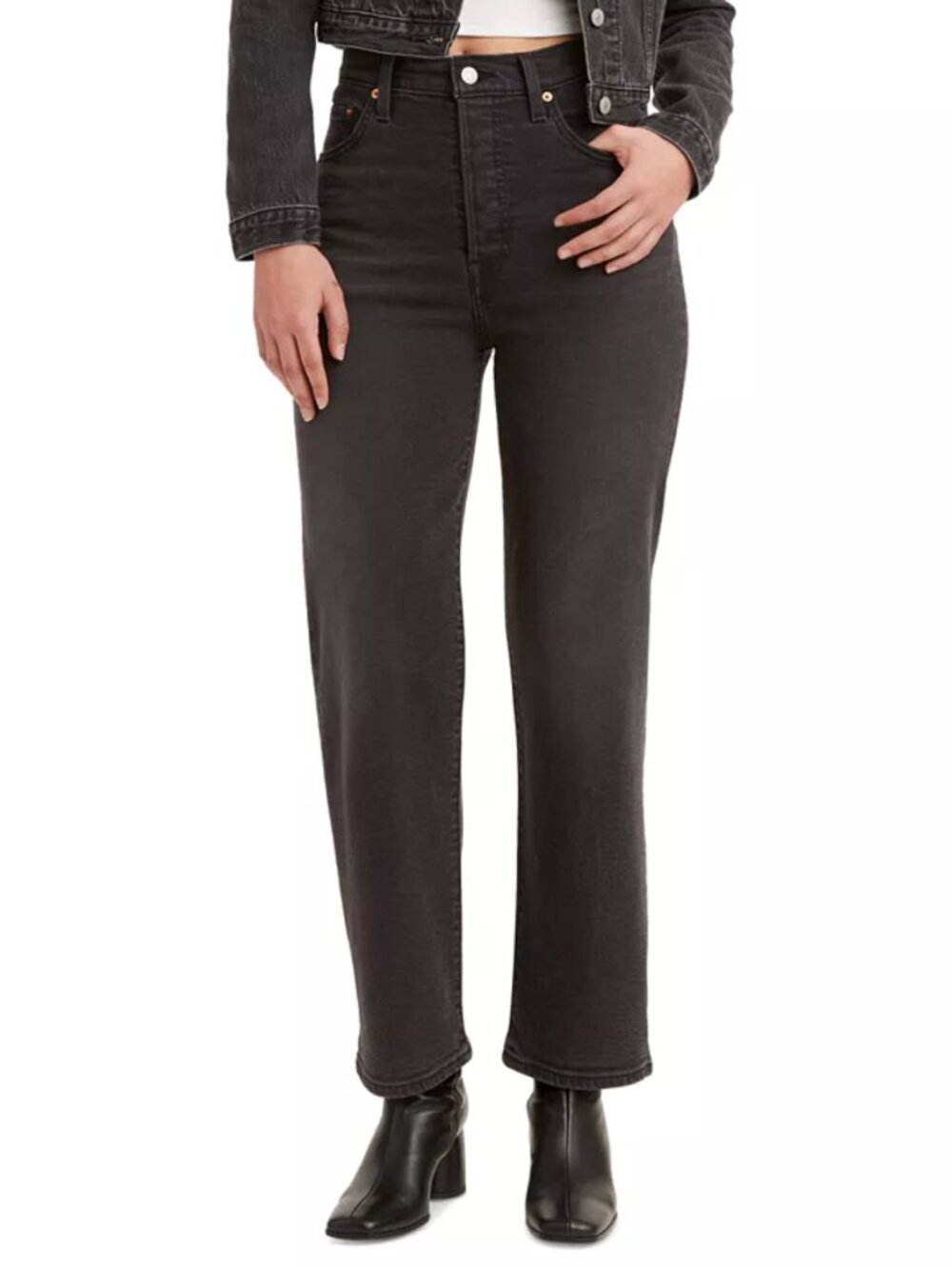 Levi's® Ribcage Straight Ankle Women's Jeans in Black Rinse: Just A Sec Sz 31